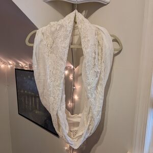 American Eagle Outfitters Ivory Lace Infinity Scarf Wrap Shawl